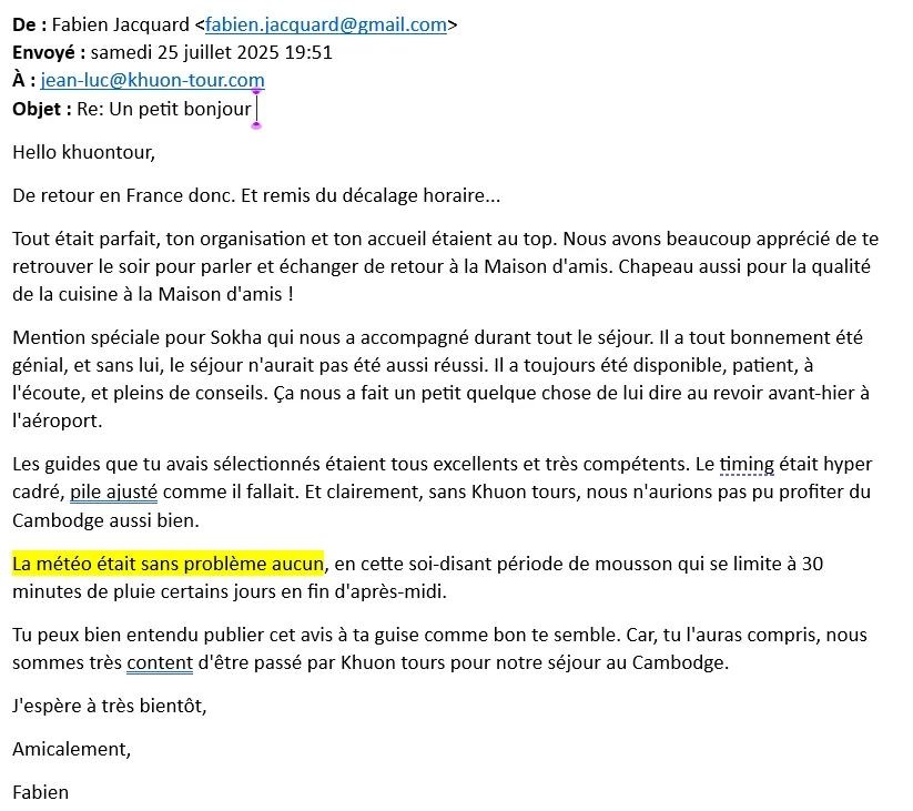 Au Cambodge météo au mois de juillet